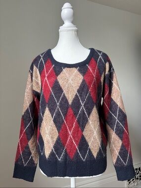 TE CHICHI TERRASSE Argyle Preppy Academia Sweater Size One Size